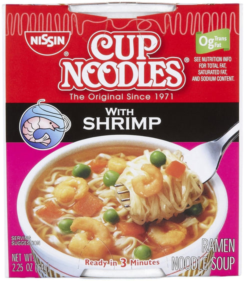 Nissin Cup Noodles Ramen, Shrimp, 2.25 Ounce (Pack of 6)