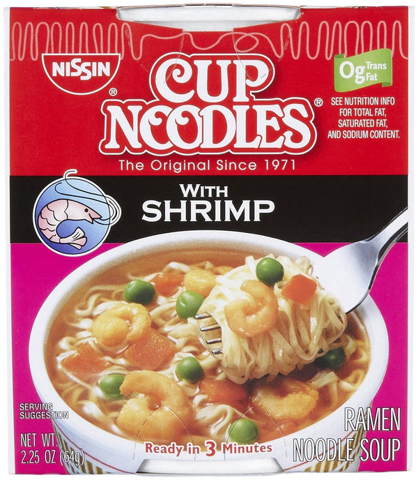 Nissin Cup Noodles Ramen, Shrimp, 2.25 Ounce (Pack of 6)
