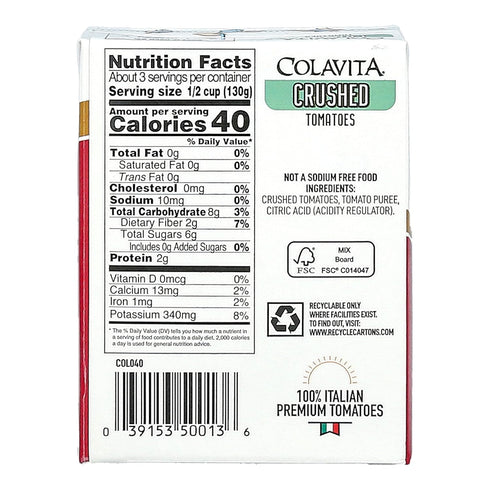 13.76 (Pack 16) Colavita Recart Tomatoes - Crushed, Ounce