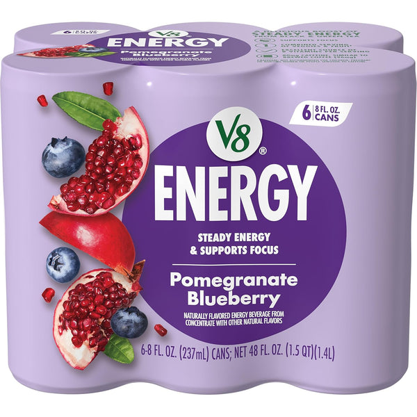 V8 +Energy Pomegranate Blueberry Juice Energy Drink, 8 fl oz Can (6