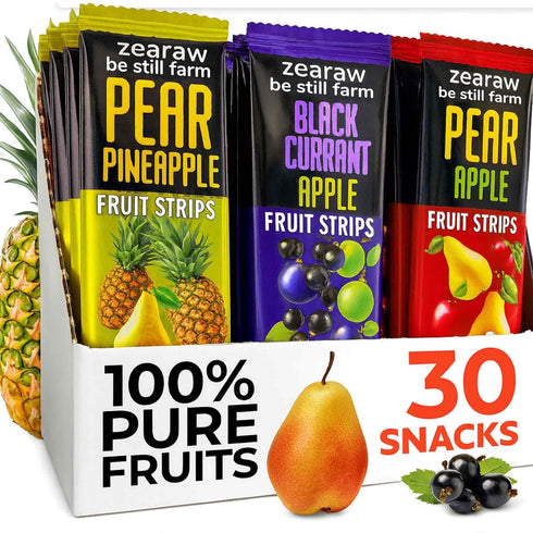 ZEARAW Healthy Fruit Snacks for Adults and Kids 30 Fruit Leather with