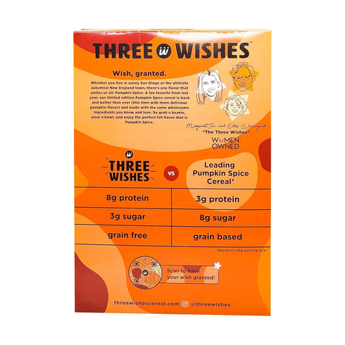 8.6 OZ Three Wishes Cereal Pumpkin Spice Grain Free Cereal