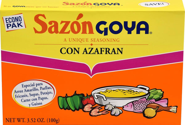 Goya Sazón Seasoning with Azafran, 3.52 Oz Box - PACK OF 3