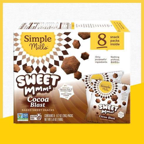 Mmms 8ct (Pack 4) Simple Mills Sweet Cocoa Blast Bite Sized Baked Sweet Snack Gluten Free Cookies