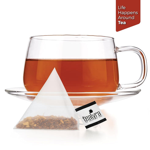 Tealyra Rooibos Coconut Vanilla Chai - 25 Bags, Ginger Cinnamon, Caffeine-Free Herbal Loose Leaf Tea Sachets