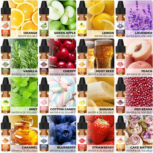 Food Flavoring Oil - 16 Liquid Lip Gloss Flavoring Oil, Concentrated Candy Pineapple Lavender Vanilla Extract Flavor Oil for Baking, Cooking, Drinks, Slime Making, Water & Oil Soluble - 0.25 Fl Oz