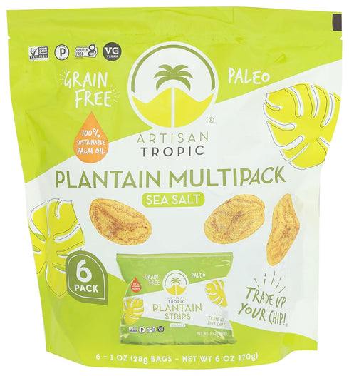 ARTISAN TROPIC Plantain Strips Sea Salt - 6 Pack, 1oz - Vegan,