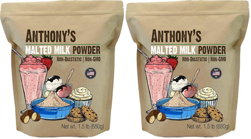 Anthony's Malted Milk Powder 1.5lb, For Ice Cream, Milk Shakes, and Baking,