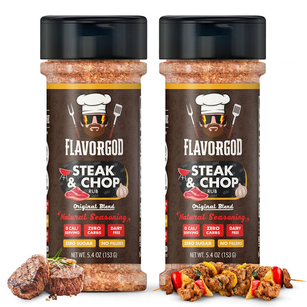 Steak & Chop Rub Seasoning Mix, 2 Bottles by Flavor God -