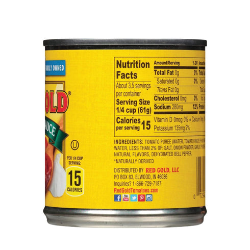 8 6-Pack Red Gold Tomato Sauce, Vine-Ripened Tomatoes, Kosher and Gluten Free, Ounce Cans