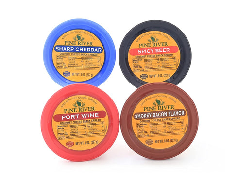 Pine River Cheese Spreads Variety 4-Pack | Sharp Cheddar, Spicy Beer, Smokey