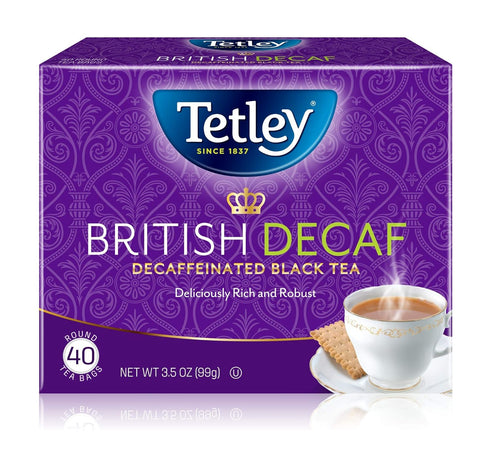 Tetley British Blend Premium Decaf Black Tea, Decaffeinated Tea, 40 Teabags (Pack