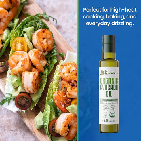 8.5 oz 250 ml Kevala Organic Avocado Oil - - - Cold Pressed - Avocado Oil for Cooking - Organic Vegetable - High Smoke