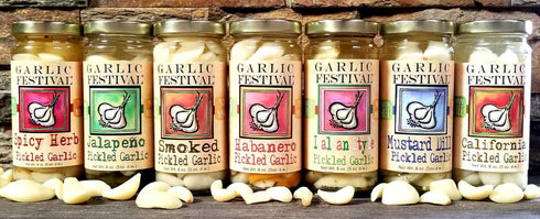 32 oz. Garlic Festival Foods Smoked Pickled Garlic Cloves in a Jar - Smoked Pickled Garlic - Fresh Garlic Cloves