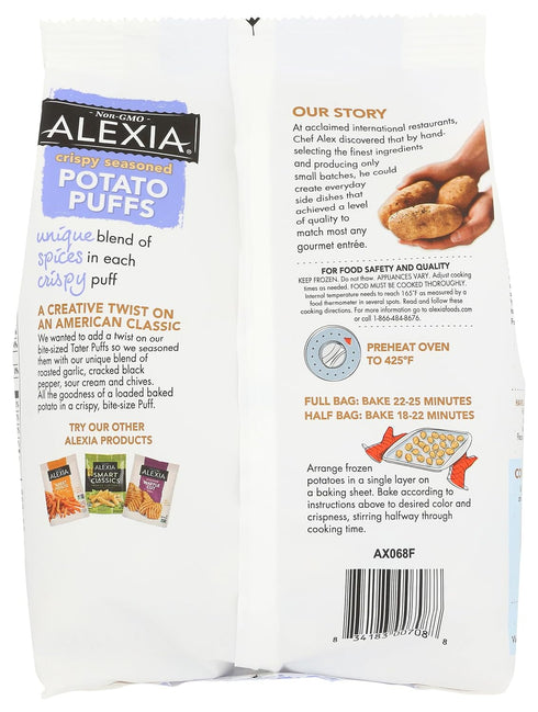 19 OZ ALEXIA FOODS Roasted Garlic And Black Pepper Potato Puffs