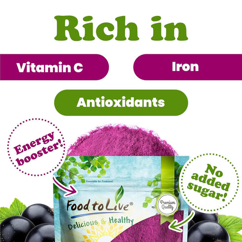 2 Food to Live - Currant Juice Powder, Pounds Antioxidant Powerhouse, Vegan Superfood. Unsweetened. Great for Juices.