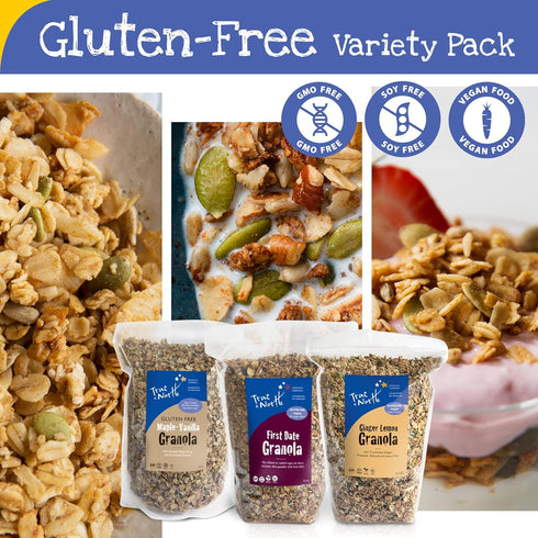 Pack 12 oz. (Pack 3) True North Granola Gluten Free Granola Variety - Maple Vanilla, First Date, & Ginger Lemon