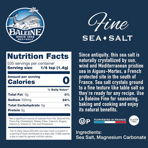 2 Pack La Baleine Fine & Coarse Sea Salt Bundle
