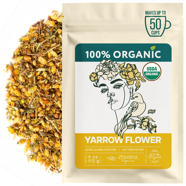 Yarrow Flower Tea Organic (4oz.)- Dried Yarrow Herb Loose Leaf - Herbal