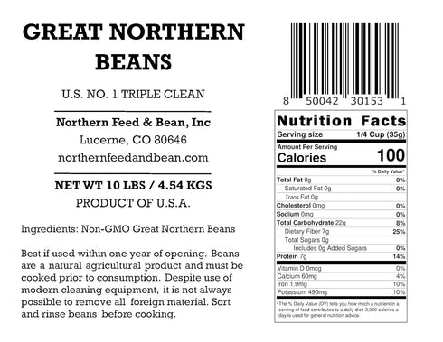 10 High Plains Great Northern White Beans | Pound Bag | Farm-Fresh Northern White Beans | Non-GMO Verified | High