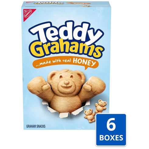 6 10 oz TEDDY GRAHAMS Honey Graham Snacks, Bulk Kids Snacks, - Boxes