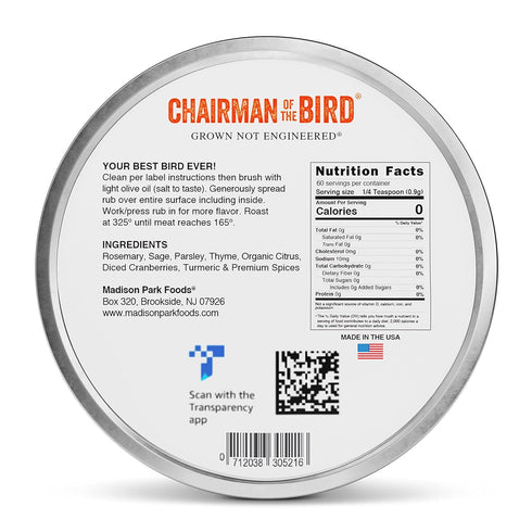 Chairman of the Bird Gourmet Turkey Rub Seasoning – Citrus-Herb Spice Blend, 2oz Fresh-Sealed Pouch