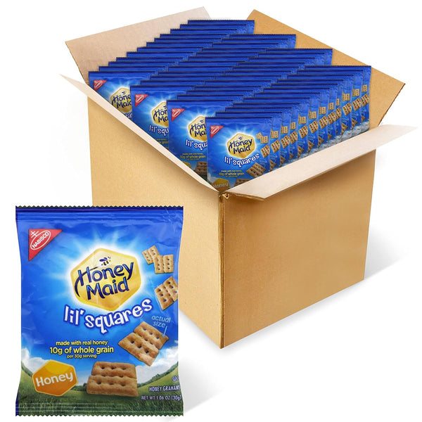 Honey Maid Lil' Squares Honey Graham Crackers, Bulk Lunch Snacks, 72 -