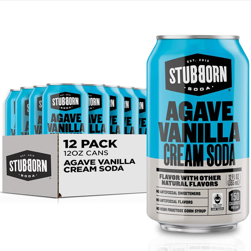 Stubborn Soda , Agave Vanilla Cream Soda, 12 Fl Oz Cans (Pack of 12)