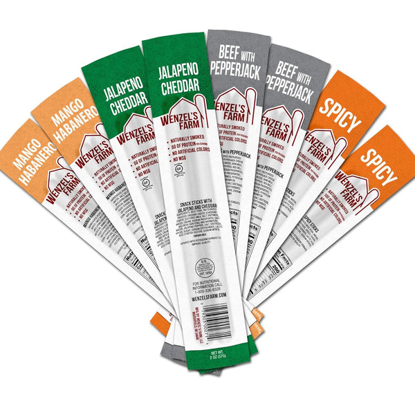 Wenzels Farm Meat Sticks Snack Sticks Flavorful, Natural Smoked High Protein, Low