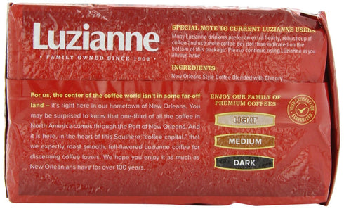 13oz (Pack 4) Luzianne Coffee & Chicory Medium Roast Ground Coffee, Bag