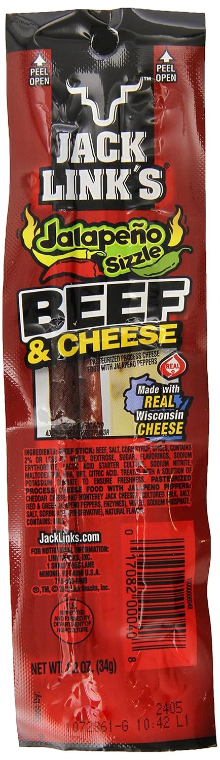 Jack Link's Beef and Cheese Snack, Jalapeno Sizzle, Jalapeno,1.2 Ounce (Pack of