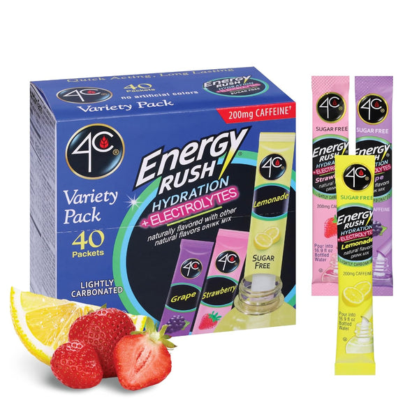 4C Energy Rush PSD with Electrolytes Variety Pack Stix, 40 ct (14