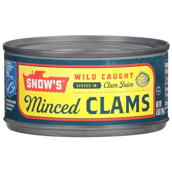 Snow's Wild Caught Minced Clams Canned, 6.5 oz Can - Gluten Free, Keto Friendly, 5g Protein Per Serving, 99% Fat Free