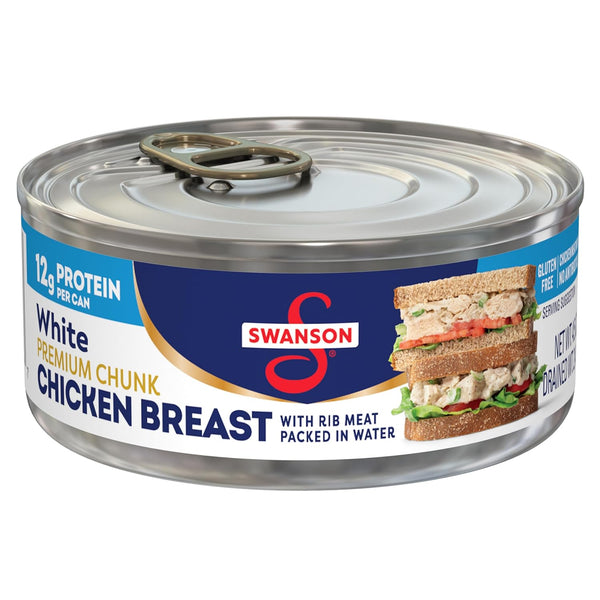 Swanson White Premium Chunk Canned Chicken Breast in Water, Fully Cooked Chicken,
