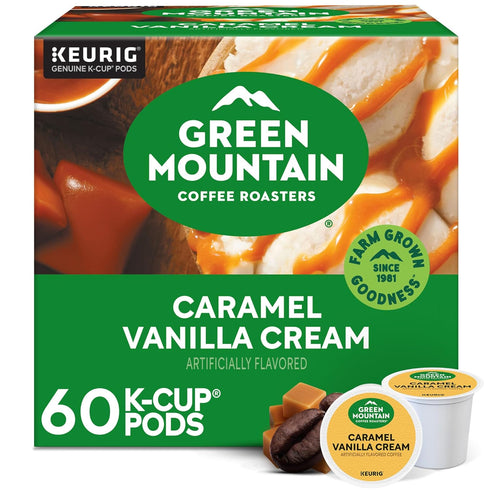 Green Mountain Coffee Roasters Caramel Vanilla Cream, Keurig Single Serve K-Cup Pods,