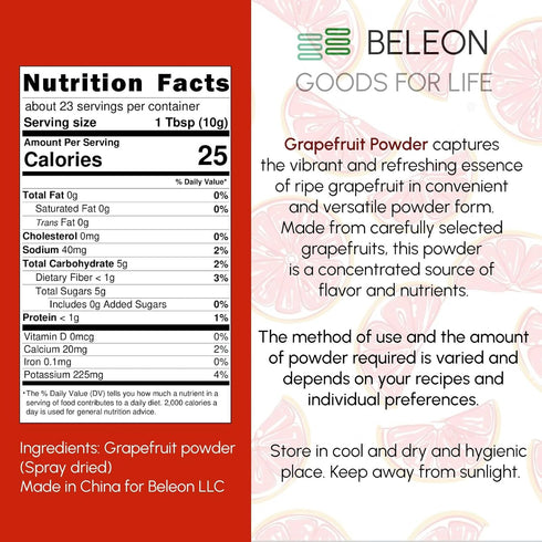 8 oz Grapefruit Powder - Pure All Natural Juice Powder for Baking, Smoothies, Beverage