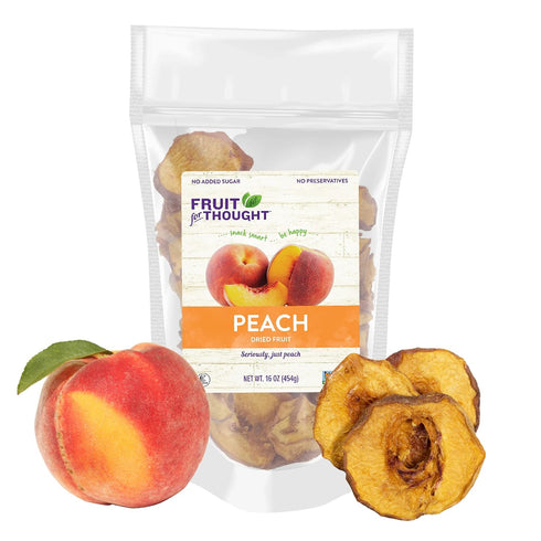 16 Pack 2 Fruit for Thought Dried Peaches | At Home, Work, or On The Go | Unsweetened Peaches | Ounce Bags
