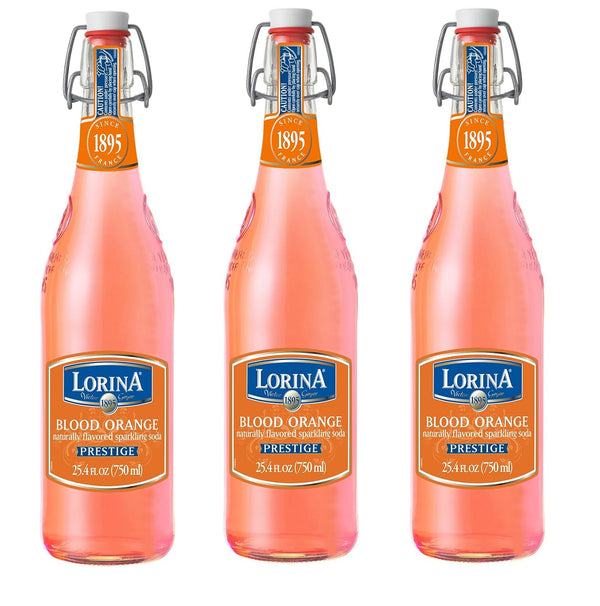 Lorina Sparkling Soda Water Blood Orange Flavor, Prestige Collection (25.4oz, 3-Pack) Naturally Flavored