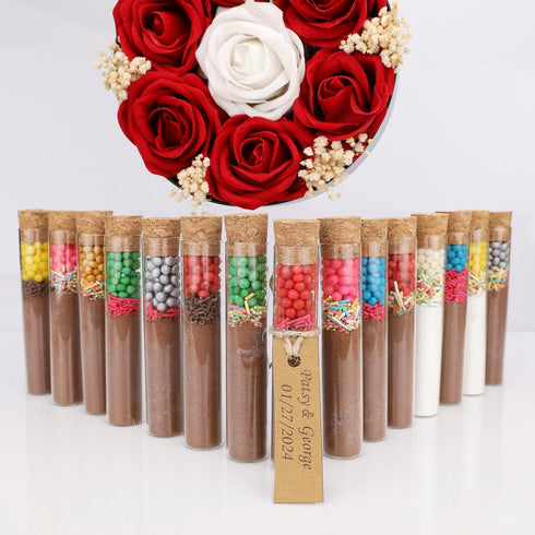 ByBeam Pack 20 of Hot Chocolate Favors for Guest, Hot Chocolate in Test Tube, Winter Wedding Favors, Engagement