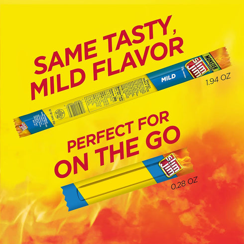 6g 0.28 oz. (26 Count) Slim Jim Smoked Meat Sticks, Mild Flavor, Protein Per Serving, Snack Size