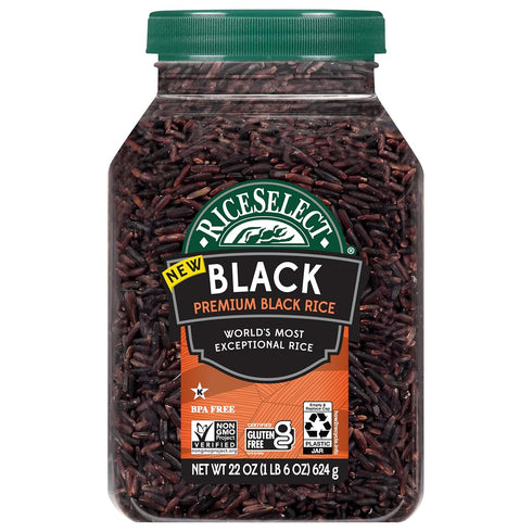 RiceSelect Premium Black Rice, Whole-Grain, Gluten-Free, Non-GMO, and Vegan Rice, BPA-Free 22-Ounce