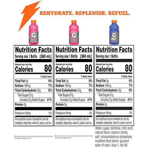Pack, 12 Oz (Pack 18) Gatorade Thirst Quencher, Grape Berry, Strawberry Variety Fl