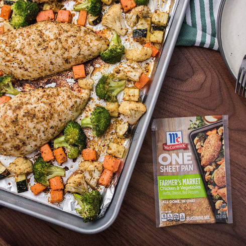 1.25 oz (Pack 12) McCormick ONE Sheet Pan Farmer's Market Chicken & Vegetables Seasoning Mix