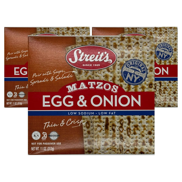 Streit's Egg & Onion Matzo - Thin & Crispy, Low Sodium, Low