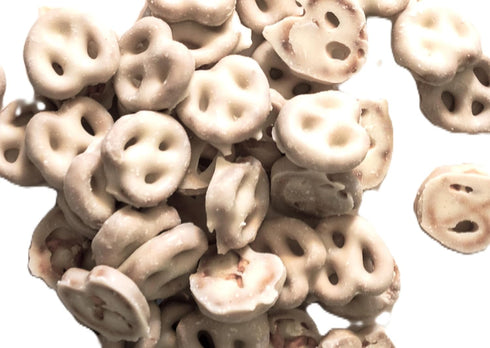 DM Sweets 1 lb Yogurt Coated Mini Pretzels - of Fresh Gourmet Sweet Creamy Covered Dipped Pretzels in Resealable Bag