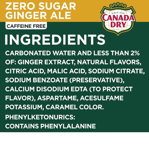 12 8 Count Diet Canada Dry Ginger Ale Soda, Fluid Ounce Bottle