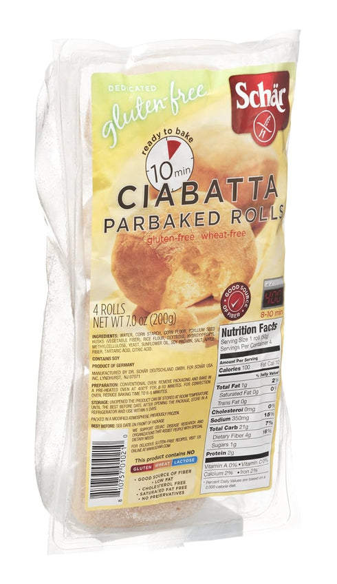 Schar Parbaked Rolls Ciabatta Gluten-Free 7 OZ (Pack of 18)