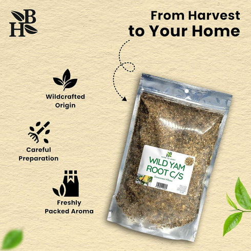 4 oz, Herb To Body Wild Yam Root Cut & Sifted Wildcrafted Dioscorea Villosa for Herbal Tea, Relaxation Support