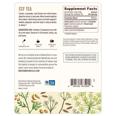 Banyan Botanicals Organic CCF Tea (Cumin, Coriander, Fennel) – ½ lb. Vegan Detox Tea for Digestion & Cleansing*