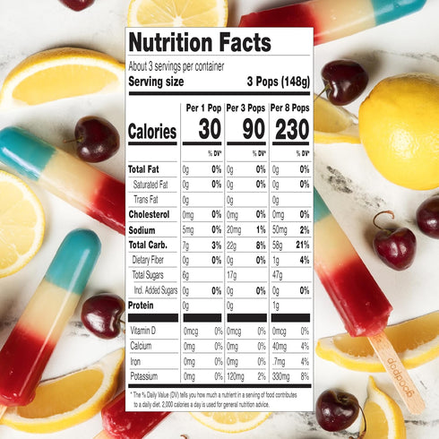 100% 8 Count GoodPop - Organic Cherry N' Lemonade Assorted Freezer Pops - Fruit Juice, No Artifical Dyes or Flavors, No